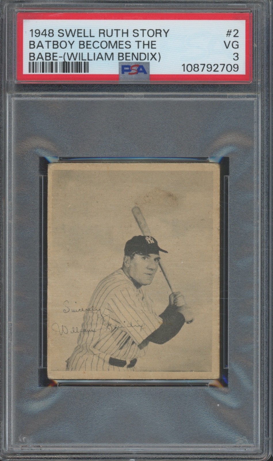 1948 Swell Babe Ruth Story #2 Batboy Becomes The Babe VG PSA 3 