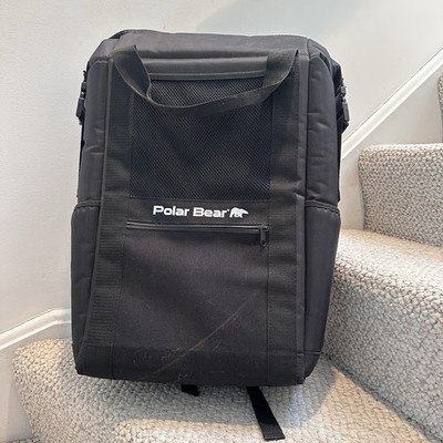 Polar Bear Black Insulated Cooler Bag Backpack 19x16x7'' Fabric, Shoulder Strap