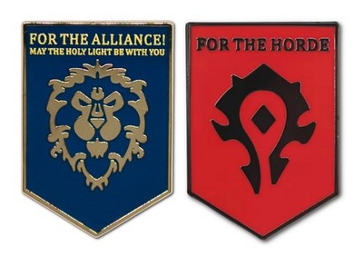 World of Warcraft For the Horde For the Alliance Banner WOW Blizzard Enamel Pins