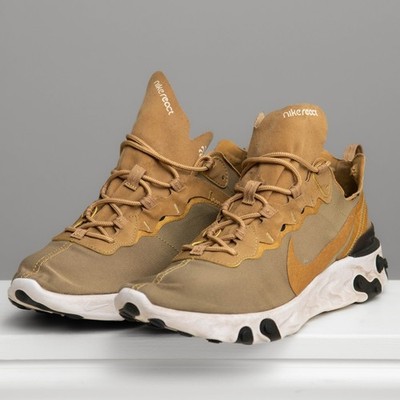 Nike React Element 55 Gold Sz 11 Running Shoes Athleisure Futuristic BQ6166-700