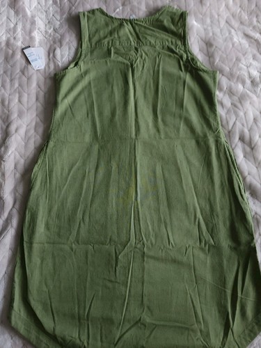New Time And TRU Womens Dress Small 4-6 Linen Sleeveless Casual Pockets Bayleaf - Picture 4 of 13