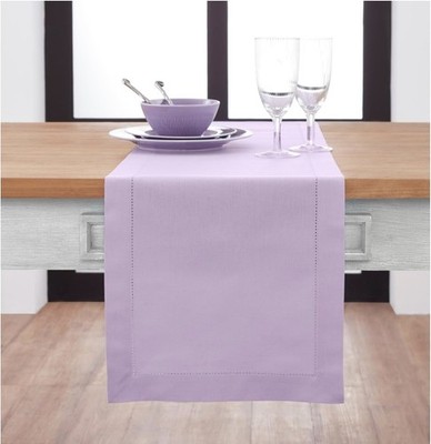 Table Runner Cotton Linen Hemstitch Lavender 14  Wide x 90  Long NEW