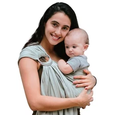 Ring Sling Baby Carrier, Soft Linen Baby Sling, Baby Wrap, Comfort, Style, an...