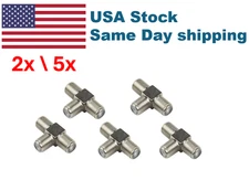 2x/5x F Type Connector Triple 3 Way Splitter TV RF Coaxial Coax Adapter