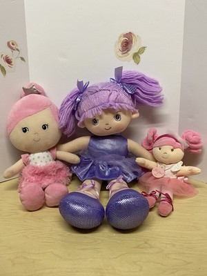 Jolijou Paris- Spark Create Imagine- 2 Pink Plush 1 Purple soft Ballerina dolls
