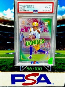 💥🚀💥2024 Panini Luminance Jayden Daniels #102 GREEN🩸56/100🩸 (RC) POP 3