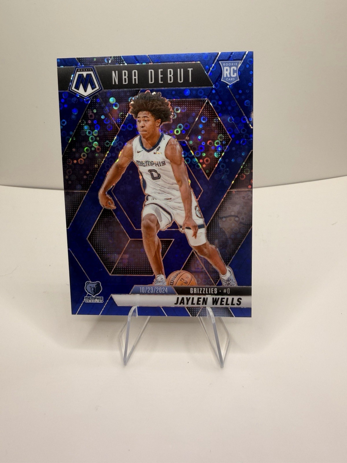 2024 Panini Mosaic Debut Jaylen Wells #260 Fast Break Blue Mosaic Prizm /85 (RC)