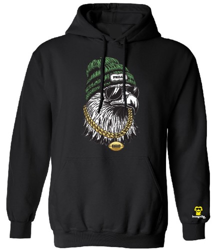 Eagles Football Fan Art, 3XL Adult Black Hoodie, Eagle Sunglasses, Beanie Hat - Picture 1 of 4