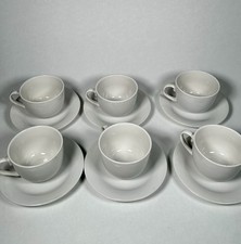 MSE White Porcelain Coffee Tea Cups & Saucers...