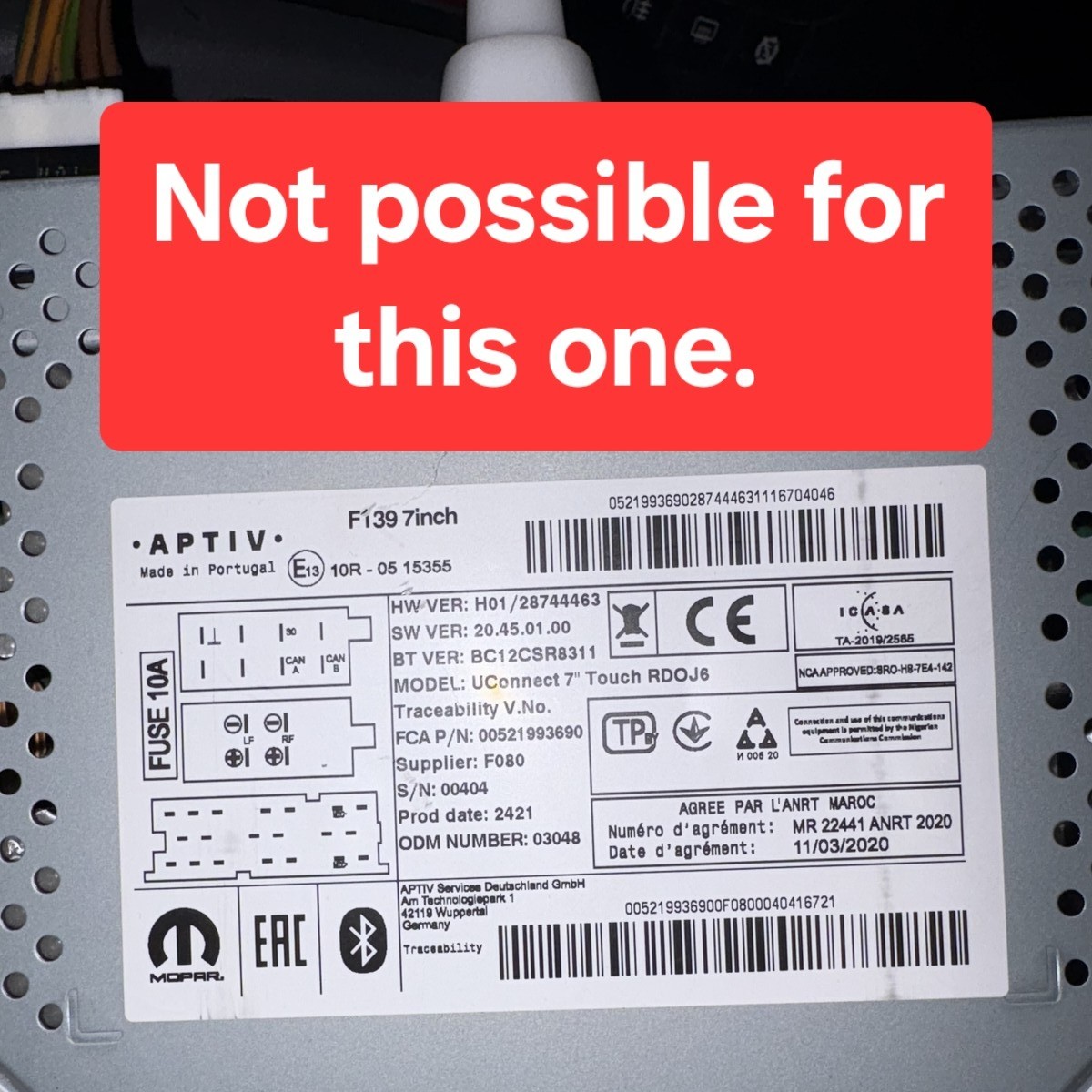 VP2_7 7in Mopar Delphi Aptiv Uconnect UNLOCK CODE with T0MYD