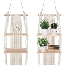 Best Barydat 2 Pack Macrame Wall Hanging Shelf Tier Handmade Boho Floating Woven