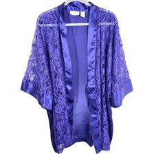 Victoria Secret Gold Vintage Kimono Robe Lace One Size Purple Missing Belt 