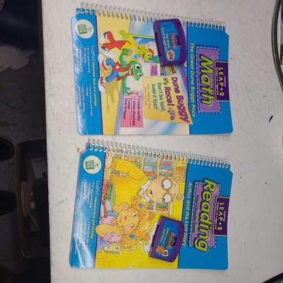 Lot LeapFrog: Leap 2 Cartridges & Books Grades 1-3 Reading, Math