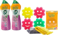 Scrub Daddy Cleaning Kit Scrub Mommy Sponges, Microfiber Towels & Cif Cleaner, 9