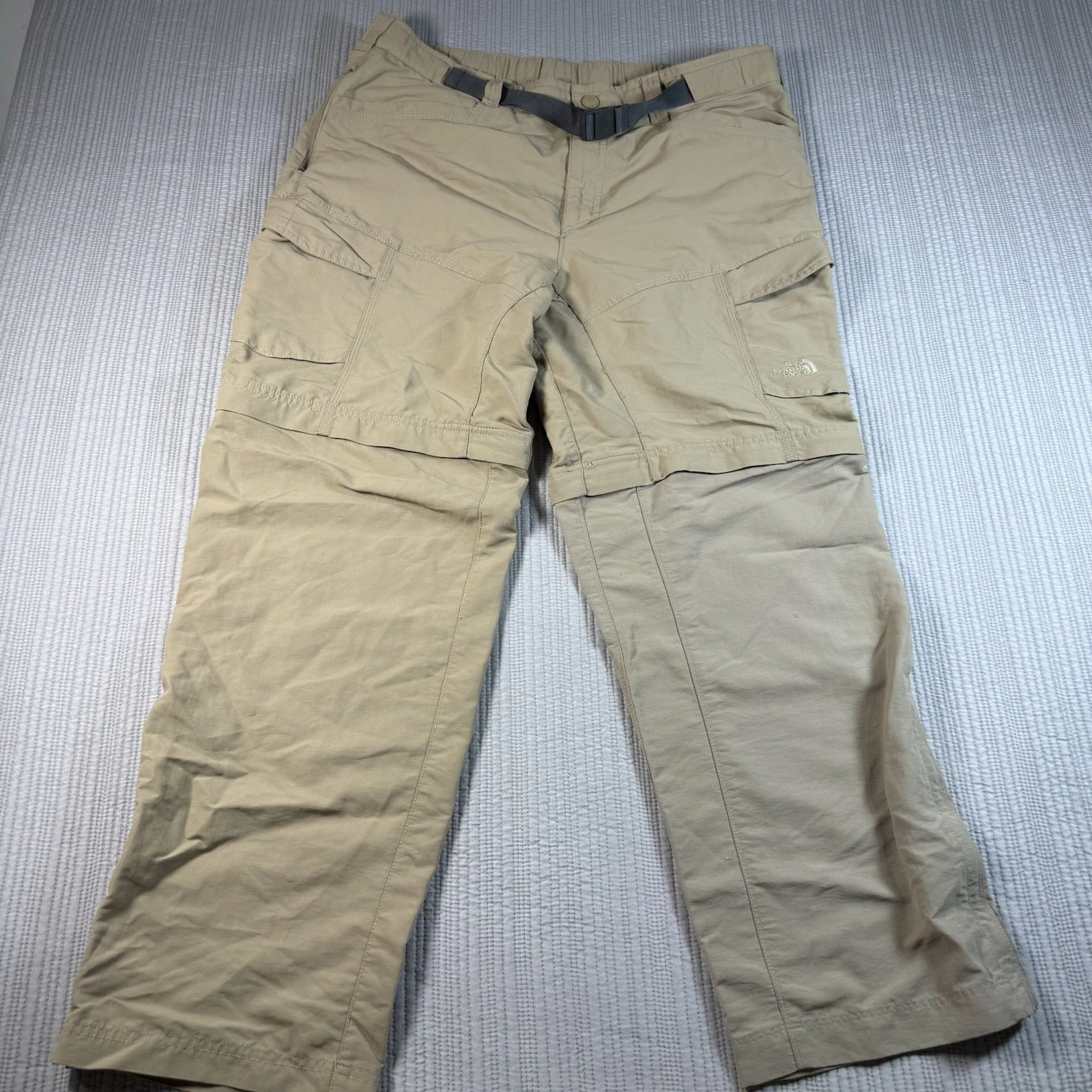 The North Face Pants Convertible Mens Large Beige Tan Cargo Outdoor Hiking Belt