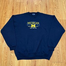 Michigan Wolverines Men's Sweatshirt 2XL Vintage 90s Embroidered Blue
