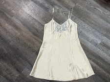 VICTORIA'S SECRET Full Slip Dress ivory Satin Small Lace Nightgown Vintage