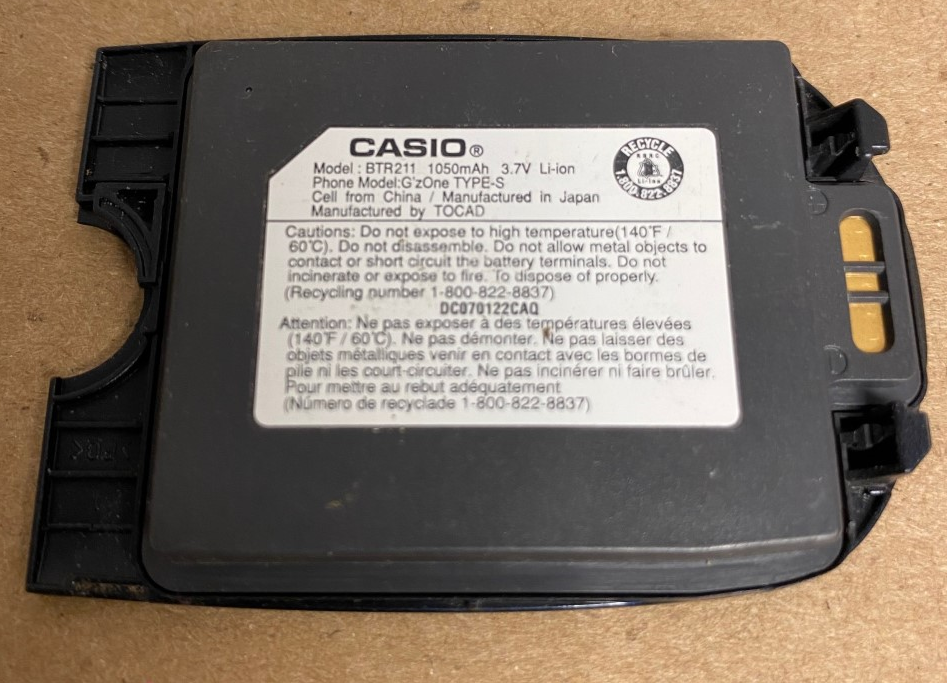 Casio G'zOne Type-S C211 Battery 1050mAh BTR211 for G'zOne Type-S
