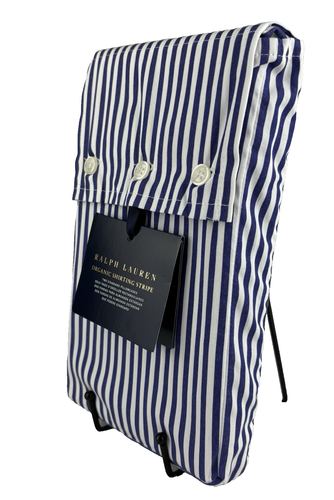 Ralph Lauren QUEEN Organic Shirting Stripe Duvet Cover Set PillowcasesWhite Navy - Picture 12 of 19