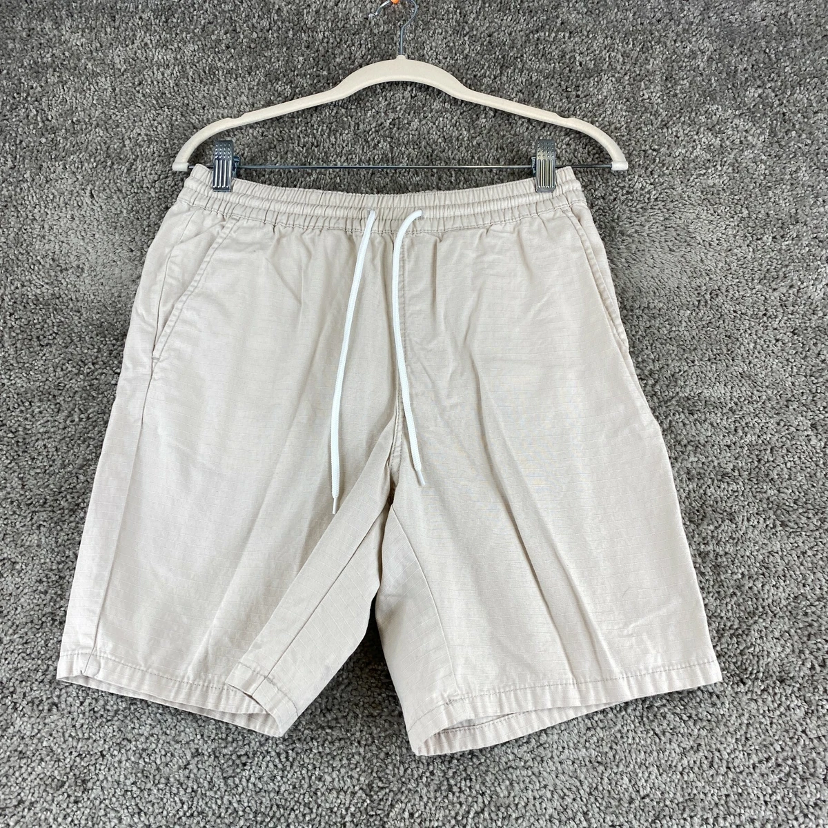 H M Divided Shorts Mens Size 28 Beige Pull On Drawstring