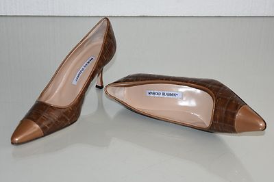 Escarpins Manolo Blahnik BB 70 Brevetés - Orteils Cuir Matelassé Marron, Taille 37, Neuf Sans Emballage