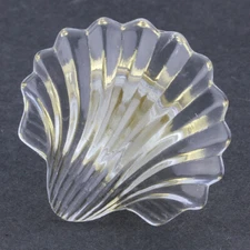 (12 Pack) (BASE NEEDS GLUED) 1-7/8" Glass Seashell Knob Clear with Brass