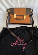 Borsa a tracolla Milly borsa marrone scuro vernice pelle scamosciata misto oro ferramenta