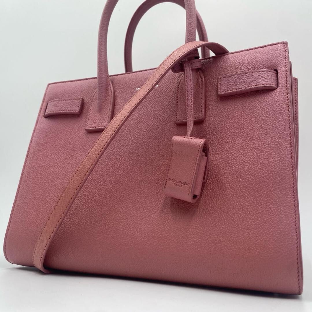 Borsa a mano Saint Laurent Paris Ysl Yves Sac De Jour bambino 2 vie tracolla pelle rosa