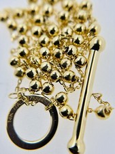 Italian 14K Yellow Gold Fancy Bead Station Toggle 18  Necklace 3g approx