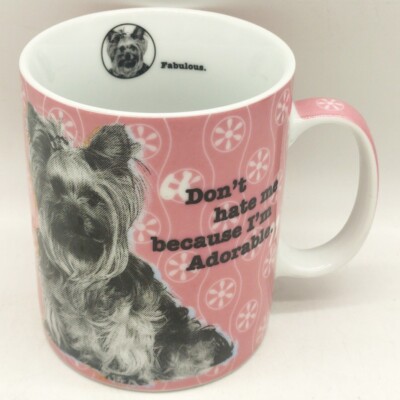 Yorkie Dog Lover Mug Konitz Germany Made Pink Flower Pattern Yorkshire Terrier