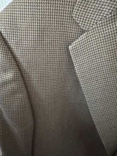 Vintage Burberry London Brown Blazer Sport Coat Jacket Silk Wool Houndstooth 46R - Picture 3 of 7