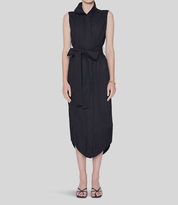 $595 ARIAS New York Women's Black Raw Edge Self-Tie Shirt Dress Size 2