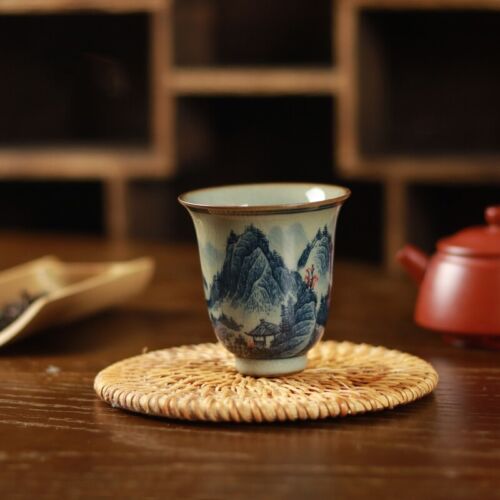 handpainted Jingde town porcelain tea cup crackle glaze fragrance smelling cup - Afbeelding 1 van 15