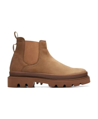 NEU UND VERPACKT Herren Clarks BADELL TOP Dunkel Sand Nubukleder Chelsea Stiefel