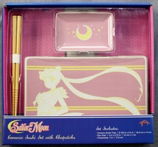 Sailor Moon  Ceramic Sushi Tray & Soy Dish Set With Chopsticks  BRAND NEW SEALED