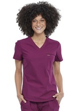 Wine Cherokee Scrubs Form Tuckable V Neck Top CK819 WIN