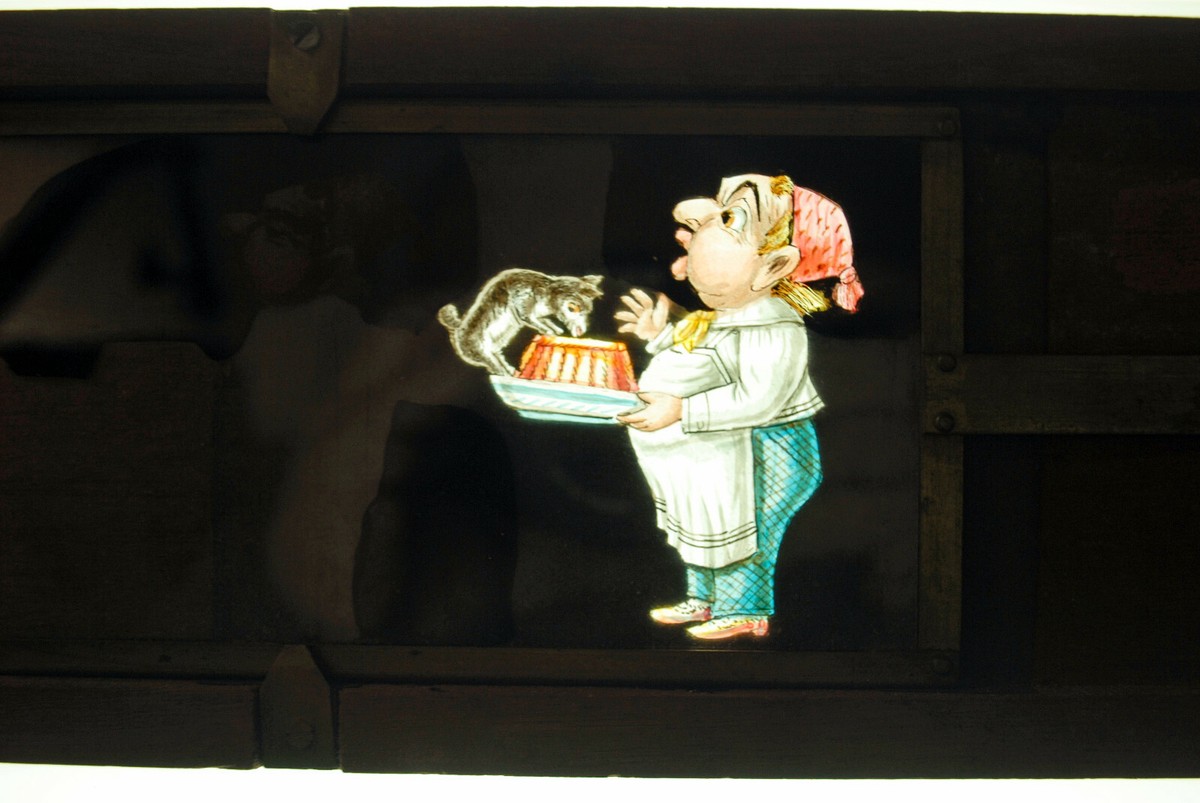3 PLAQUES DE LANTERNE MAGIQUE XIXemeS SUR LES CHEFS VERS 1880 26 CM PAR