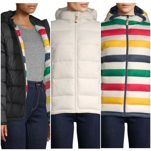 THE HUDSON'S BAY COMPANY HBC Down Puffer Women's Coat IVORY/ BLACK/  MULTI-STRIPE | eBay