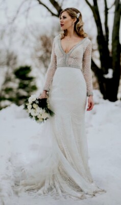 Berta Bridal Designer - ivory - lace - Wedding Dress / Bridal Gown US size 4 