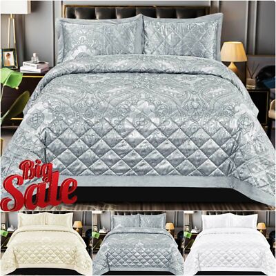 3-tlg. Gesteppte Tagesdecke/Bettdecke Jacquard Bettwäsche Set Bettüberwurf Double King Size