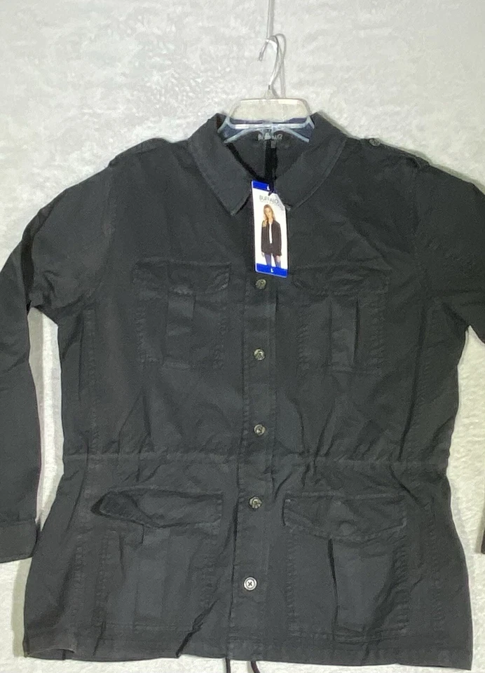 Chaqueta para mujer David Bitton Buffalo talla grande negra estilo militar/utilitario nueva con etiquetas Foto 2 de 4