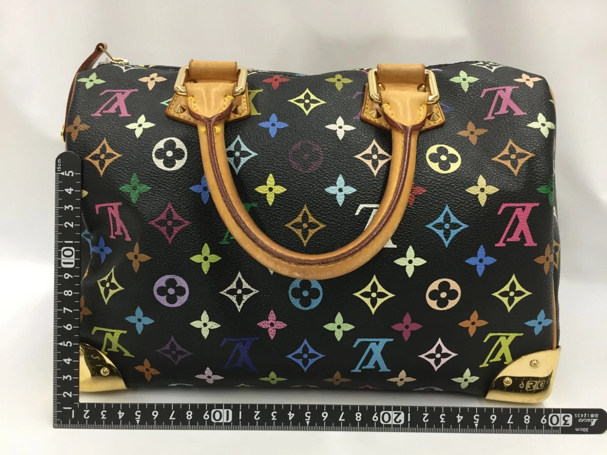 AUTH LOUIS VUITTON MULTICOLOR BLACK SPEEDY 30 SHOULDER CROSSBODY