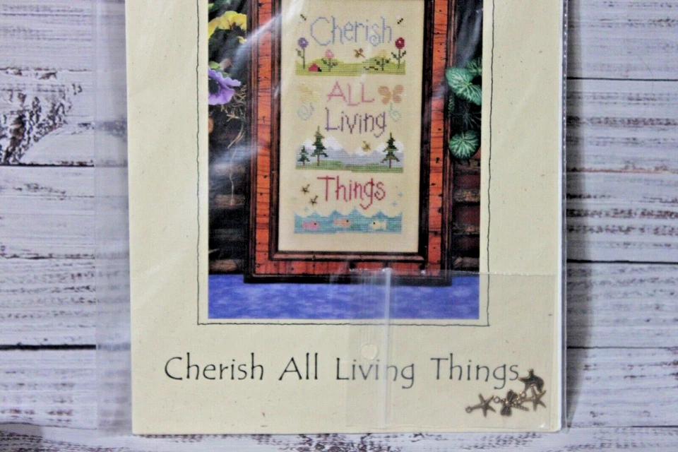 CHERISH ALL LIVING THINGS cross stitch chart WITH CHARMS Lizzie Kate - Image 2 of 2