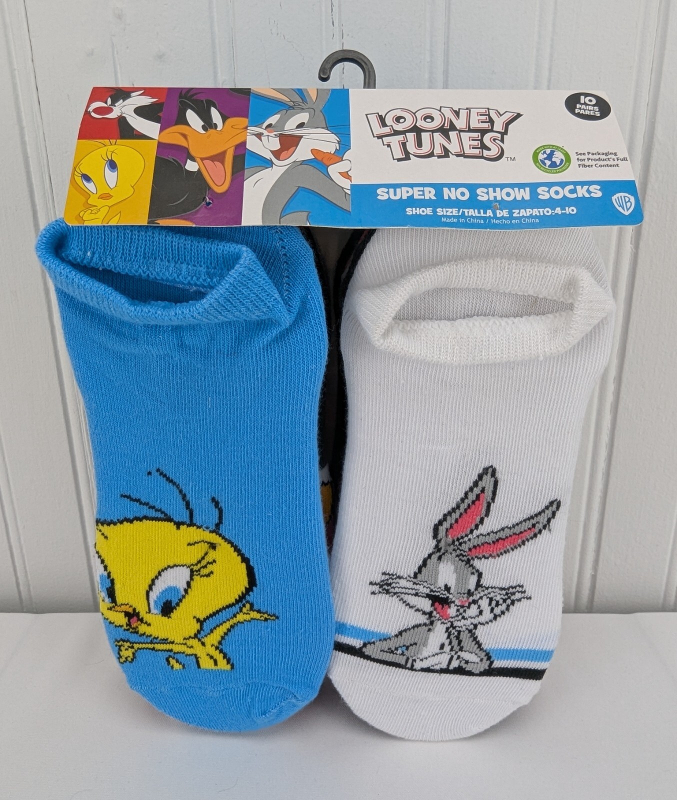 Looney Tunes Super No Show Socks 10 Pairs for Women Size 4-10-image