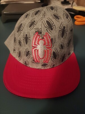 Spiderman Marvel Kids Hat Gray red Youth Boy Ball Cap Snapback- 