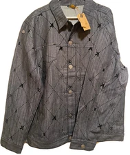 AKON . KONVICT JACKET . New with tags. sz 3XL. BLACK Denim & Bling. BIG & TALL