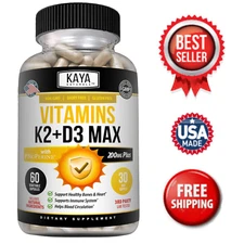 Vitamin K2 (MK7) with D3 5000 IU Supplement, BioPerine Capsules, Immune Health