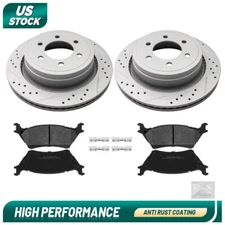 Rear Drilled Disc Rotors+Ceramic Brake Pads for Ford F-150 2012-2020 6 Lug Wheel