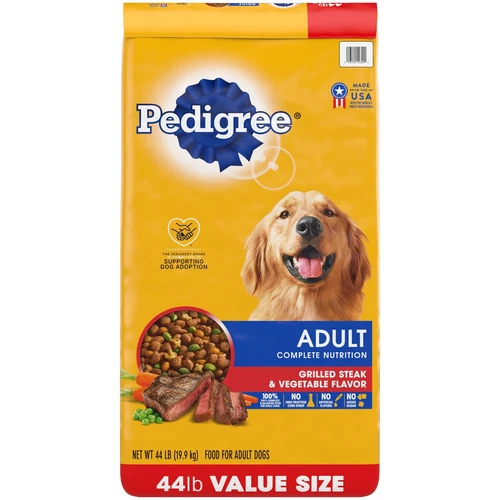 2 PACKS PEDIGREE Complete Nutrition Grilled Steak & Vegetable Dry Dog Food 44lb - Picture 2 of 10
