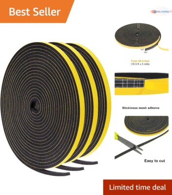 Foam Weather Stripping 1/4'' W X 1/4'' T 30 Ft Insulation Gasket Seal for Doors